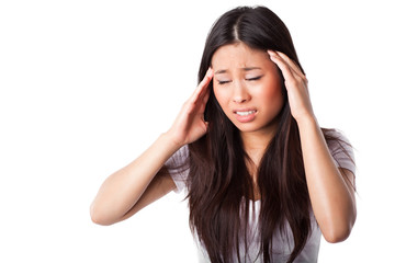 Asian woman having headache