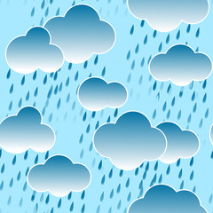 Background with clouds and rain drops