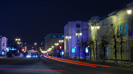 Fototapeta premium Night view of wintry street