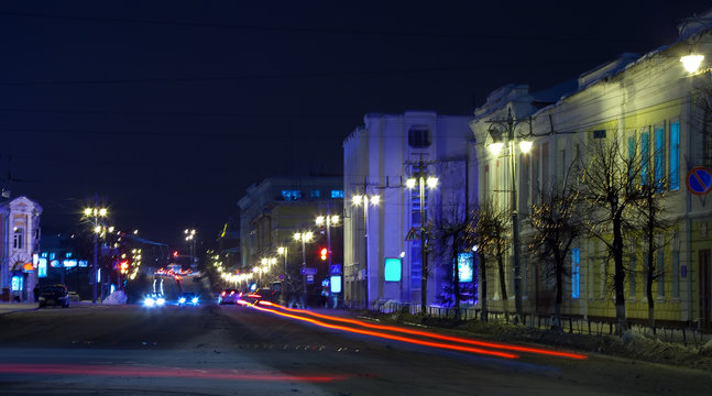 Night view of wintry street