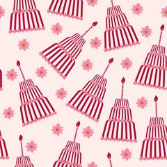 Seamless with cakes and flowers