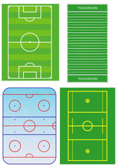 Soccer, football, hockey and lacrosse fields.