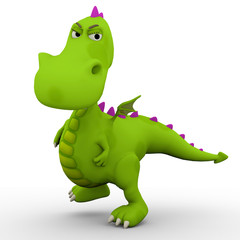 dino baby green dragon in a bad mood