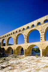 Fototapeta na wymiar Roman aqueduct, Pont du Gard, Languedoc-Roussillon, France