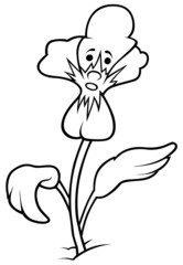 Violet Flower - Black and White Cartoon illustration