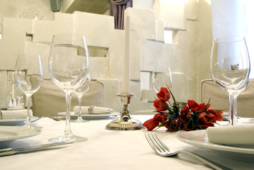 Dining table in modern restaurant