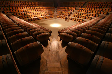 Wine vats in a big wine cellar, Tuscany - Italy