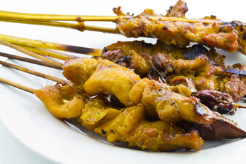 Roasted chicken in stick in Thai style