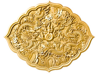 golden dragon decorated on red wood wall,chinese style in thai t