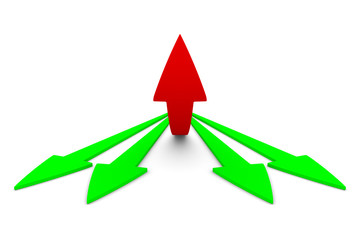 Movement direction to success. Isolated 3D image