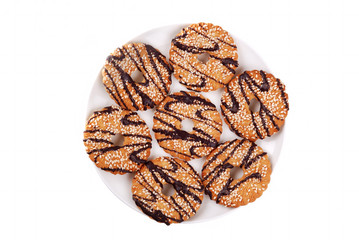 Cookies with glaze on a plate