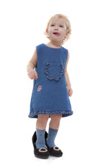 The little girl in the big shoes