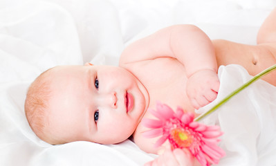 Baby with flowers