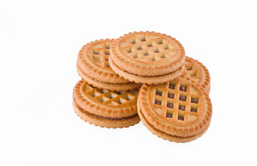 Cookie with chocolate paste layer.