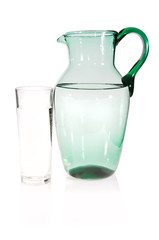 Water pitcher and glass of water