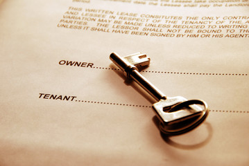 door key on rental agreement