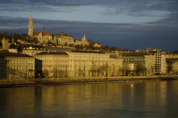 Buda hill with Fishermen's Bastion and Danube river