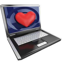 3d laptop with big red heart