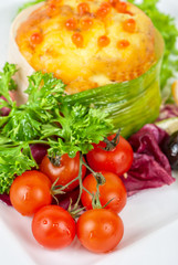 salmon with omelette and philadelphia cheese