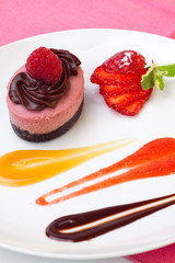 Raspberry chocolate cheesecake