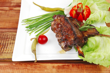 savory plate over wooden table