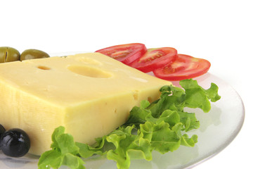 cheese and vegetables on dish