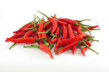 red chilli on white background