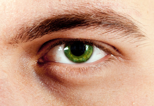 Man green eye macro