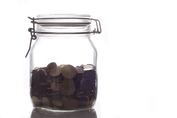 Glass jar with money