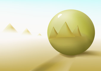 Gold ball in a desert