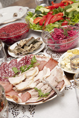 dishes on a dining table