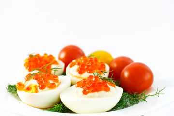 eggs with red caviar