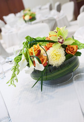 Banquet Table Setting With Bouquet