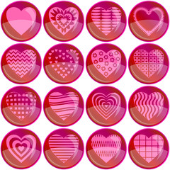 Buttons, valentine heart, set