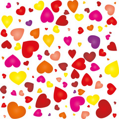 Valentine card with colored hearts on seamless pattern