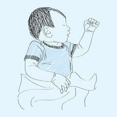 Sleeping baby boy - hand drawn illustration