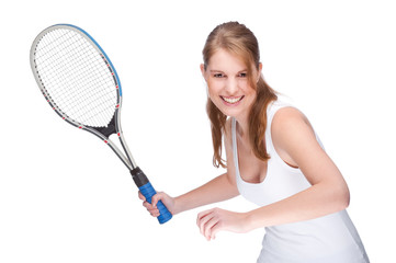 Woman with tennis racket