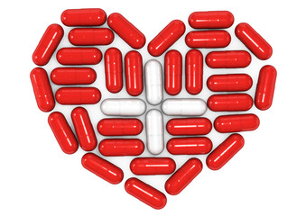 3d conceptual image of pills on white background