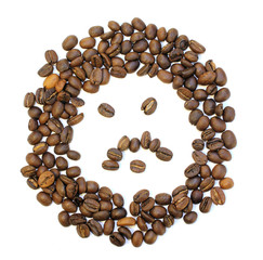 whole fanny coffee beans on white background