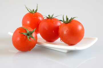 rectangular plate of tomatoes