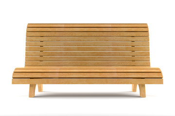 wooden bench isolated on white background with clipping path