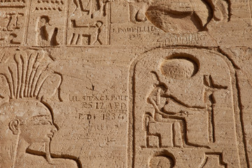 graffiti on egyptian hieroglyphs