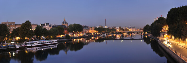 Paris early morning scene. Seine and Pont des Arts.