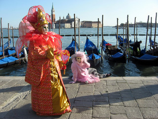 beautiful and colorful mask during Carnival in Venice