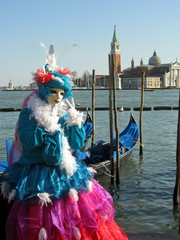 beautiful and colorful mask during Carnival in Venice