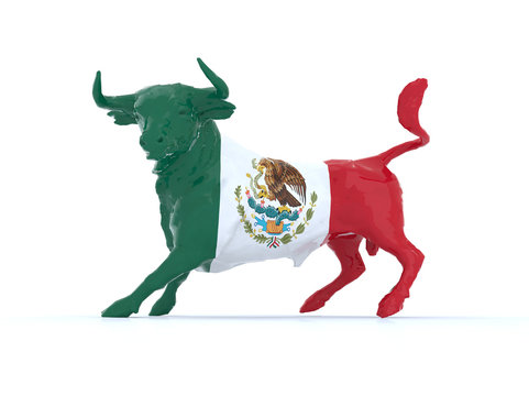 Mexican Bull With Flag