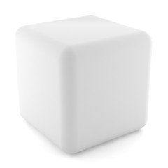 blank white cube isolated on white background with clipping path