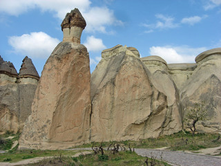 mountains with strange shaped rock on the top hat
