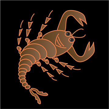 A scorpion on a black background, vector