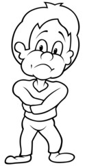 Standing Boy - Black and White Cartoon illustration